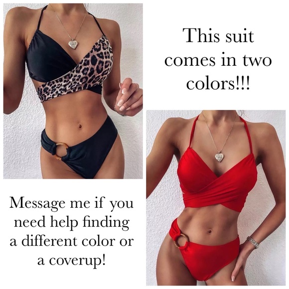 Sexy Leopard and Black Criss Cross Bandage Bikini - Picture 5 of 16